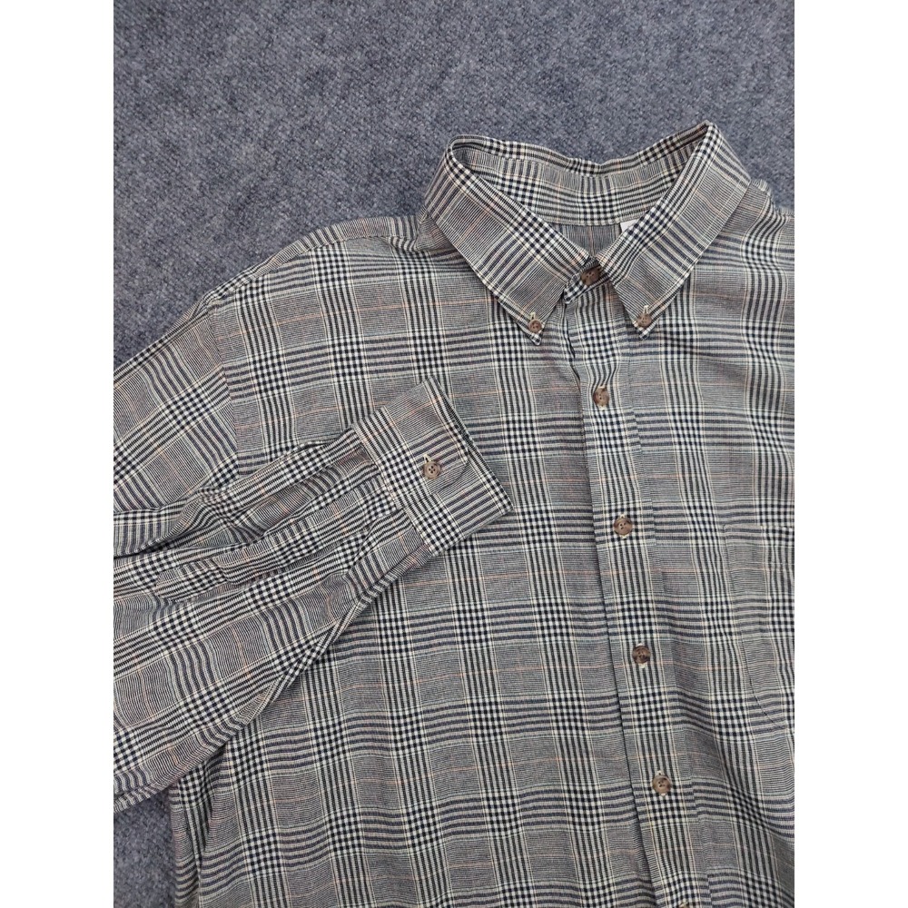 VIYELLA Shirt Mens XL Gray Plaid Button down Long Sleeve Wool Cotton Blend